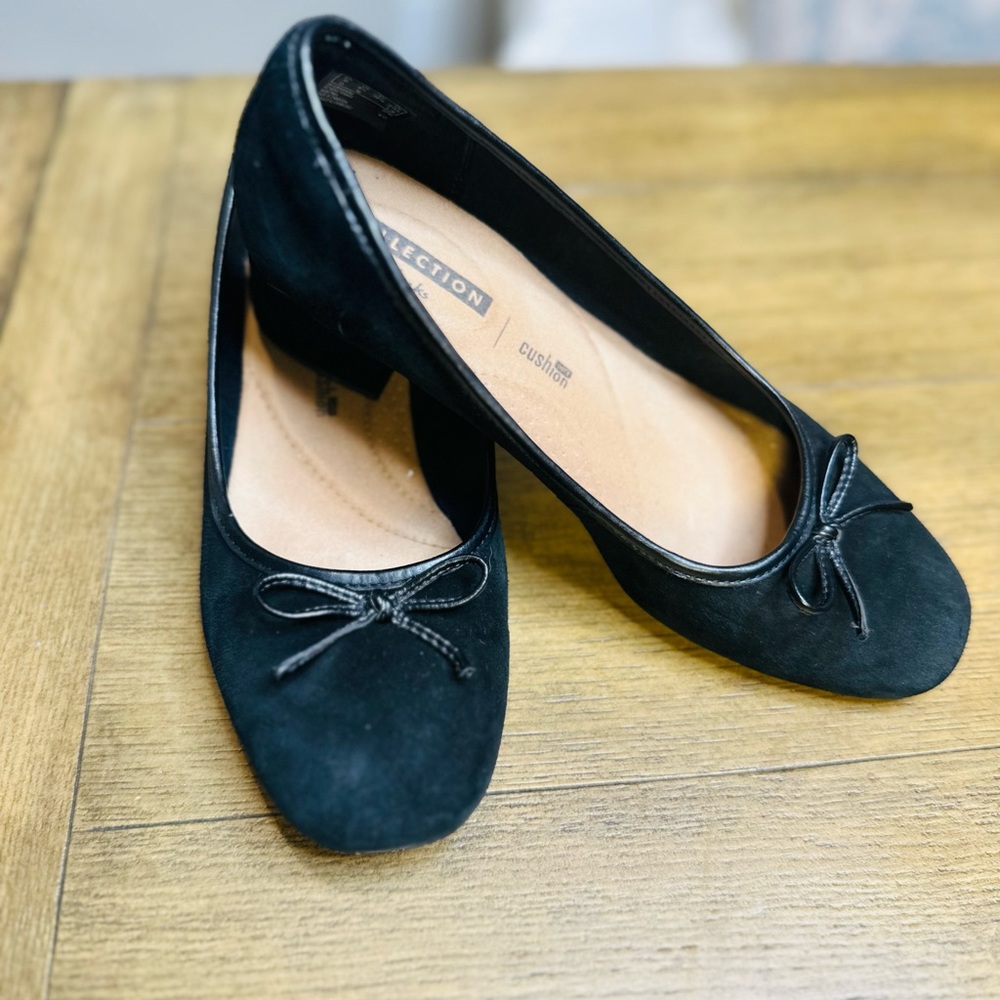 Collection By Clark’s Square Block Heel Slip on Suede  Pumps